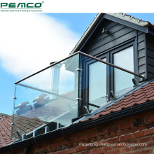 Outdoor Deck Balcony Glass Railing 2205 Stainless Steel Round Frameless 12Mm Glass Spigot
